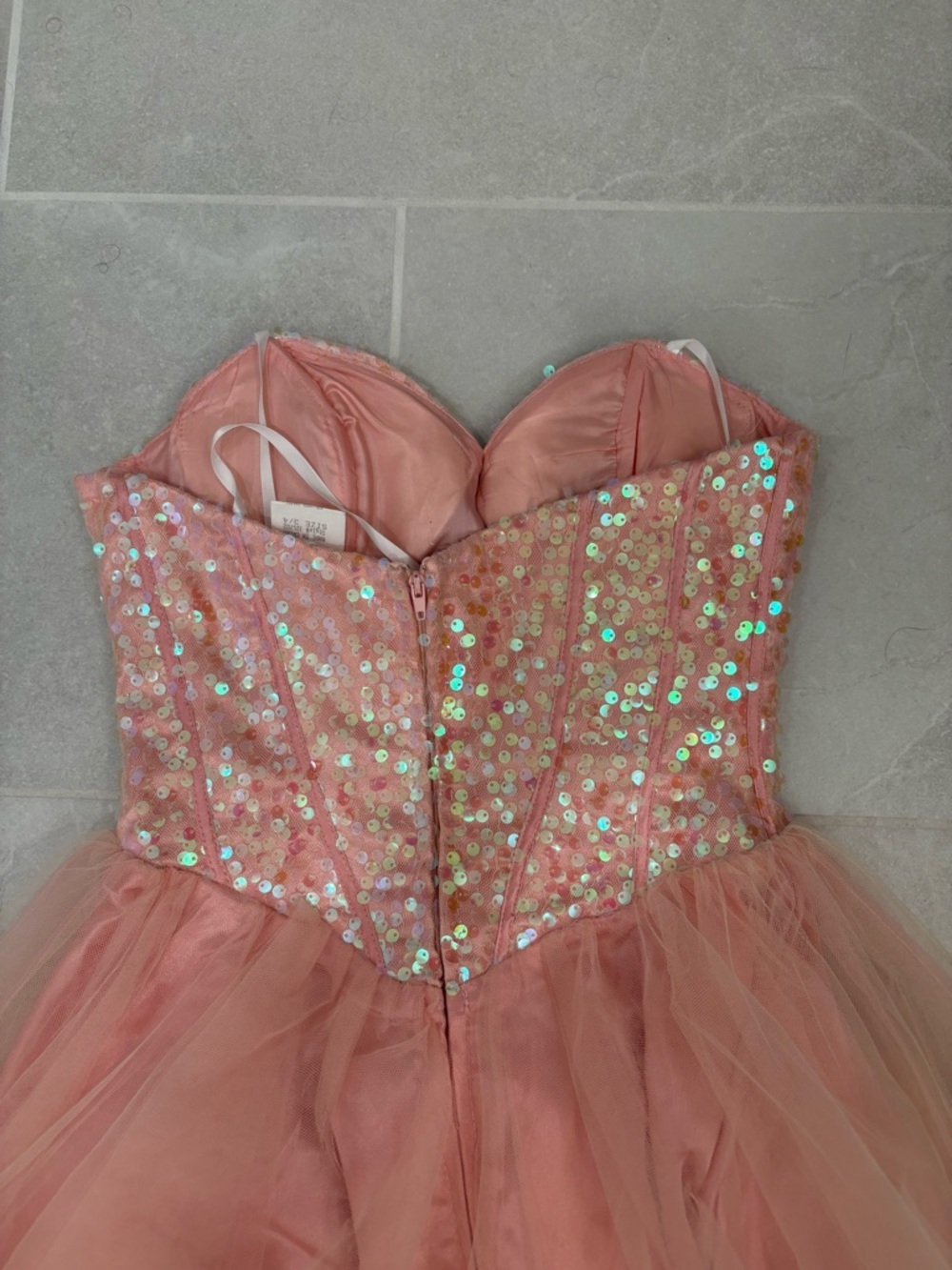 Vintage Y2K Betsy Johnson Style Beaded Corset Tulle Mini Dress Size 3/4 - Picture 9 of 16